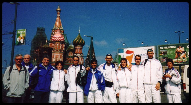 l'Equipe de France sur la Place Rouge de Moscou